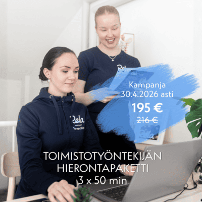 Toimistotyöntekijän hierontapaketti 3x50 min (sis. Kantamaksu)