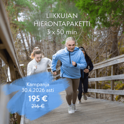 Liikkujan hierontapaketti 3x50 min (sis. Kantamaksu)